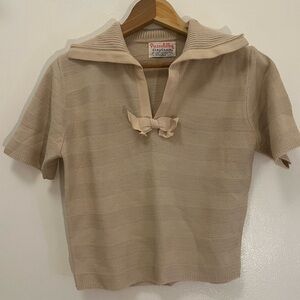 VINTAGE ✨ Piccadilly Gaylana Milliken Yarn Knit Beige Women's Top Petite